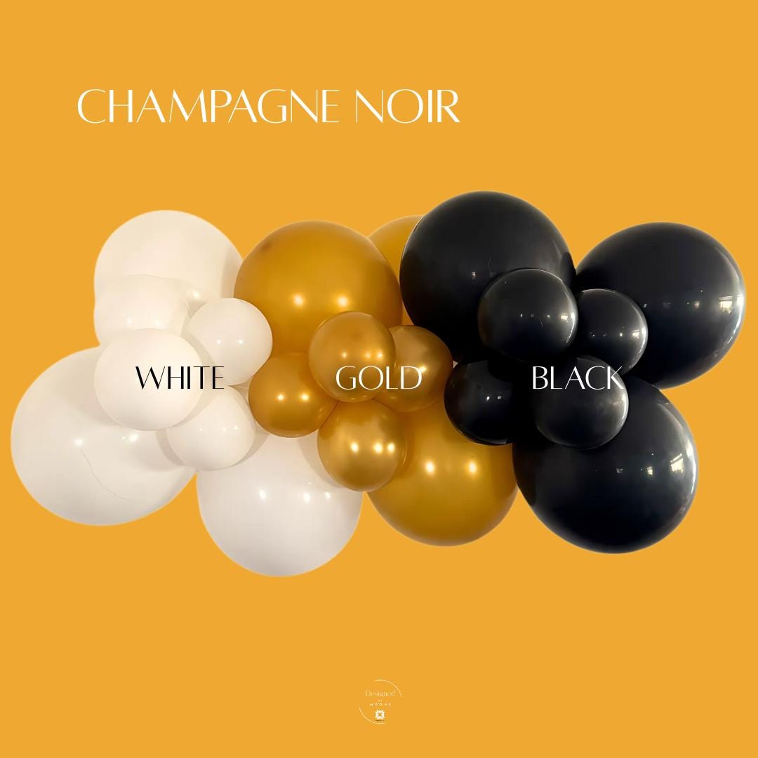 Black, Gold & White Balloon Garland Kit: DIY Party Arch