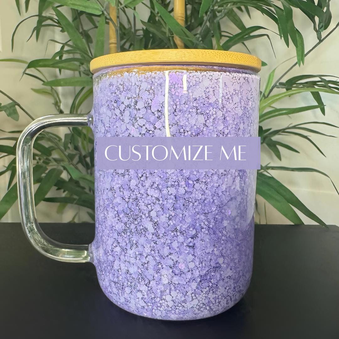 Glitter Snow Globe Glass Coffee Mug Personalized Custom Name Iced Coffee Aesthetic Drinkware Birthday Gift Bridal Shower Office Party Favor