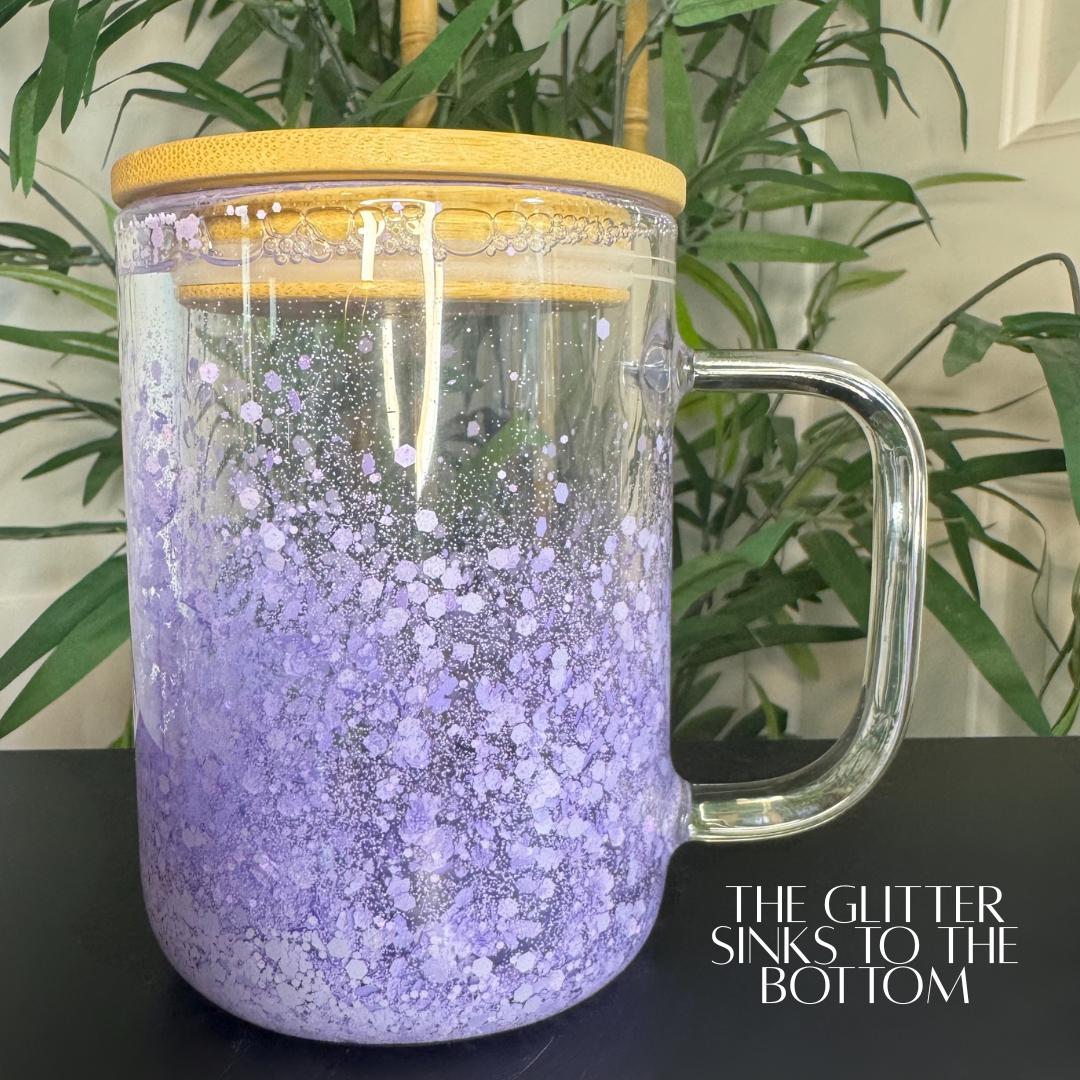 Glitter Snow Globe Glass Coffee Mug Personalized Custom Name Iced Coffee Aesthetic Drinkware Birthday Gift Bridal Shower Office Party Favor