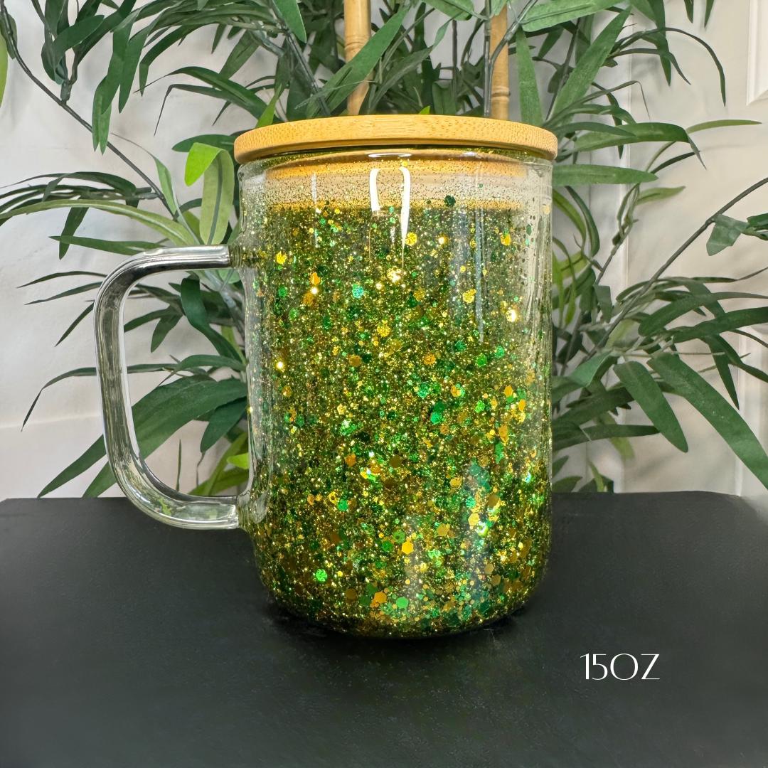 Personalized Snow Globe Mug: Glitter Glass Tumbler, Custom Name