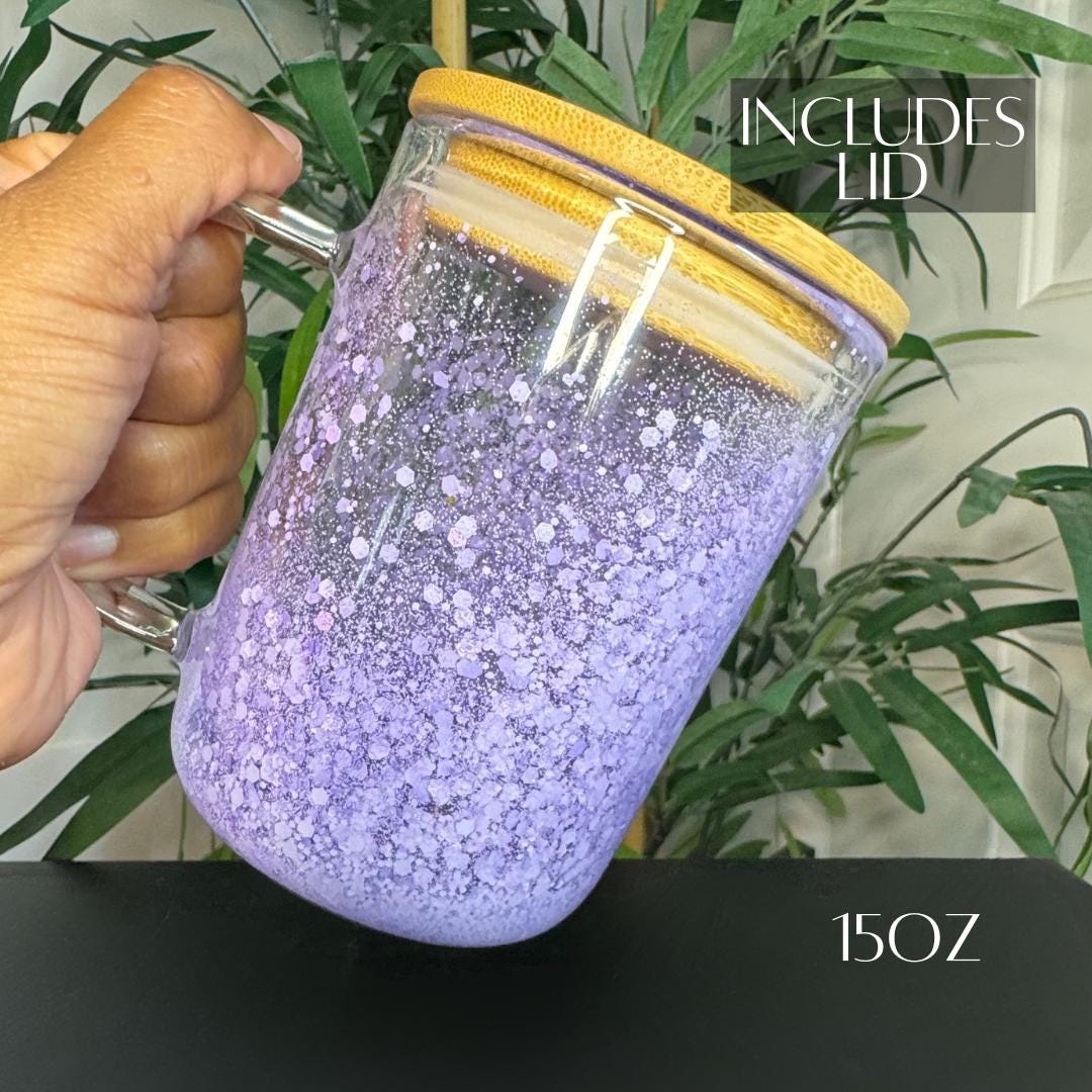 Glitter Snow Globe Glass Coffee Mug Personalized Custom Name Iced Coffee Aesthetic Drinkware Birthday Gift Bridal Shower Office Party Favor