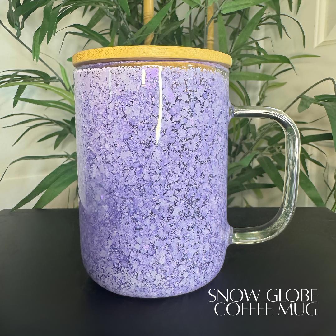 Glitter Snow Globe Glass Coffee Mug Personalized Custom Name Iced Coffee Aesthetic Drinkware Birthday Gift Bridal Shower Office Party Favor