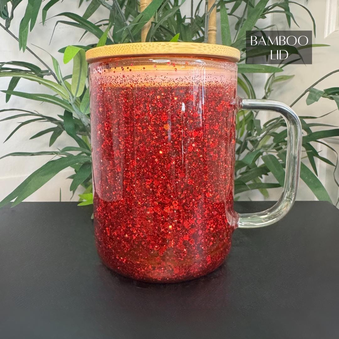 Personalized Glitter Glass Iced Coffee Tumbler: Custom Name Bridal Gift