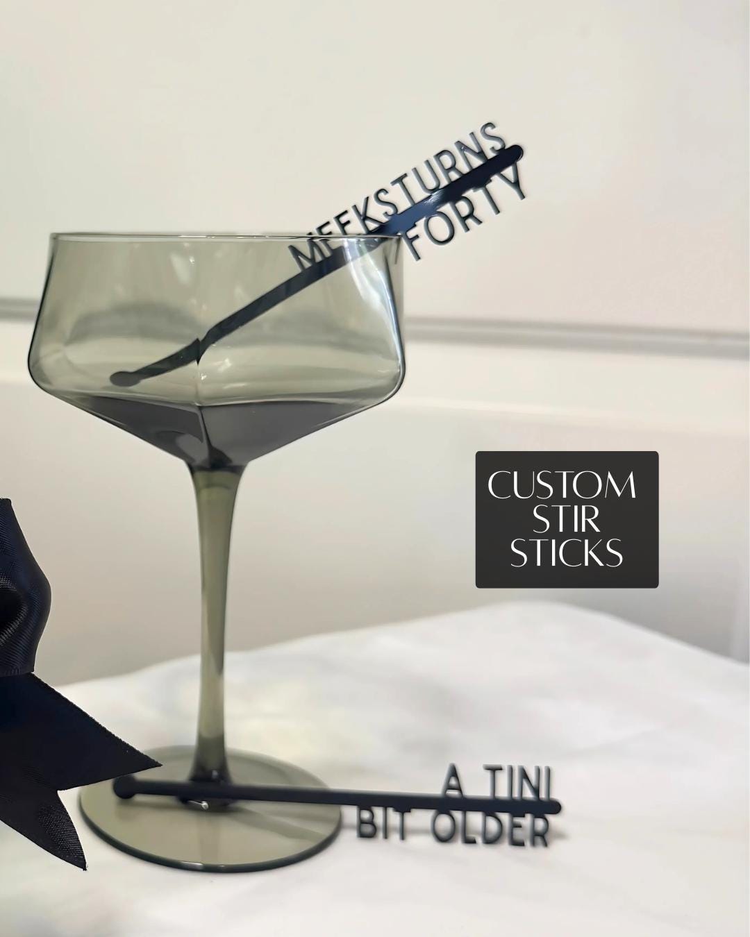 Custom Name Wine Glass Charms Martini Party Cake Topper Decor Set