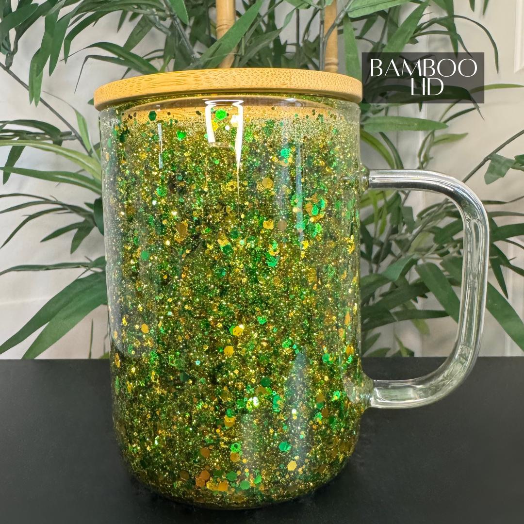 Personalized Snow Globe Mug: Glitter Glass Tumbler, Custom Name