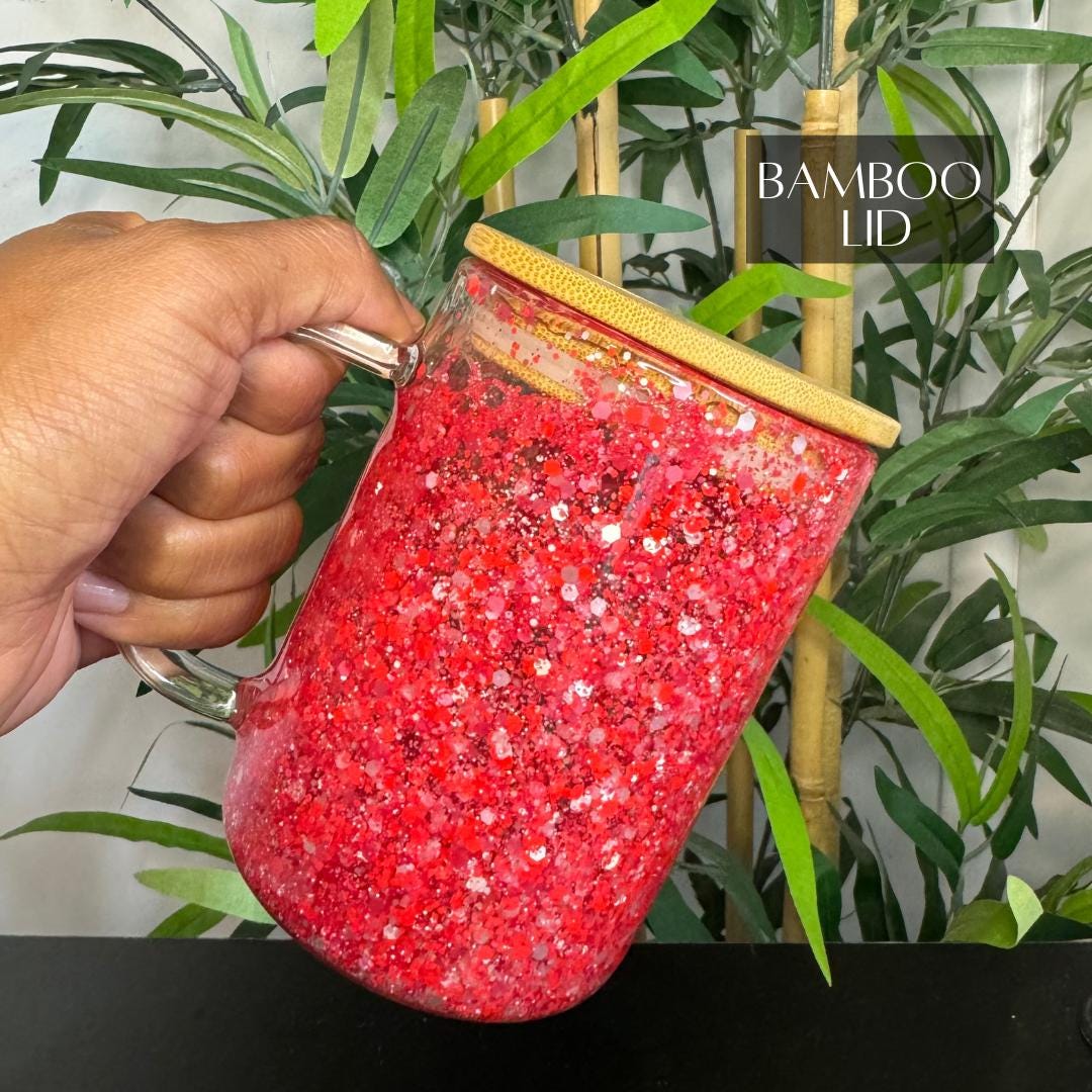 Personalized Glitter Snow Globe Coffee Mug: Frosted Glass Tumbler