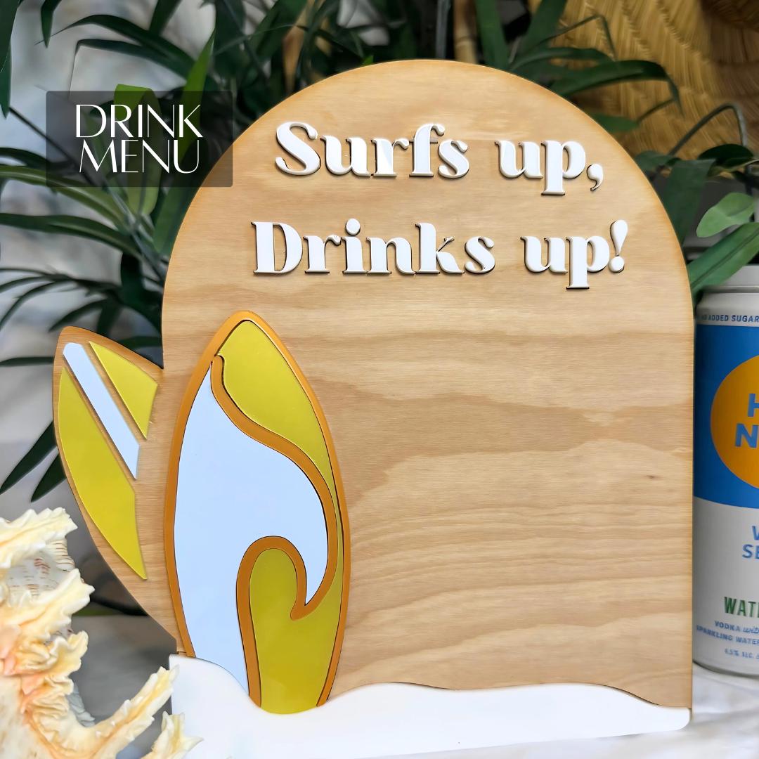 Drink Menu for Summer surf  Party