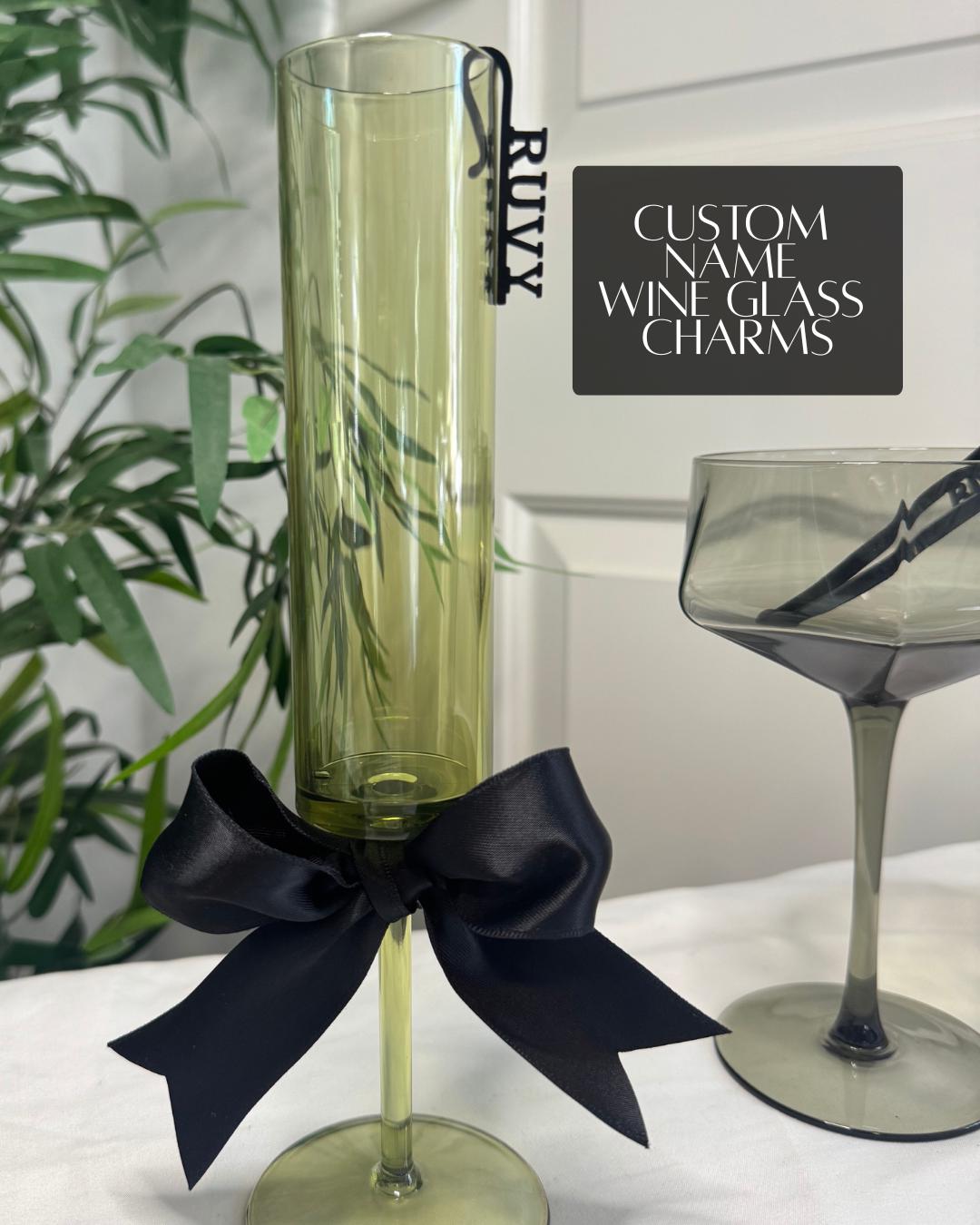 Martini Birthday Decorations Custom Name Wine Glass Charms