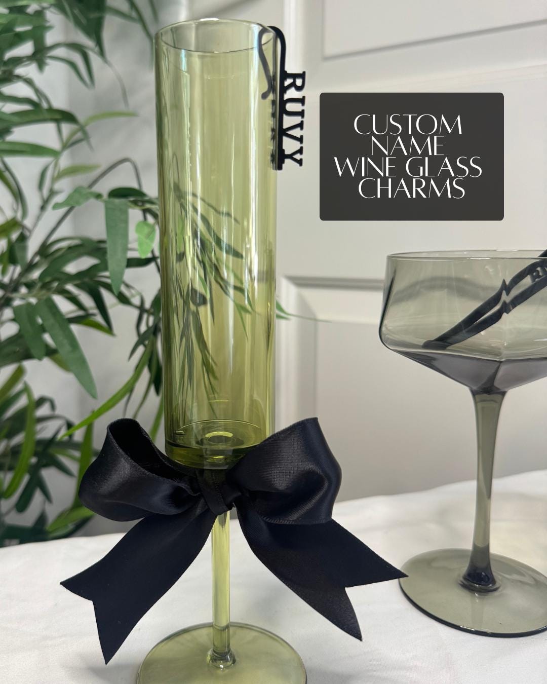 Martini Birthday Decorations Custom Name Wine Glass Charms