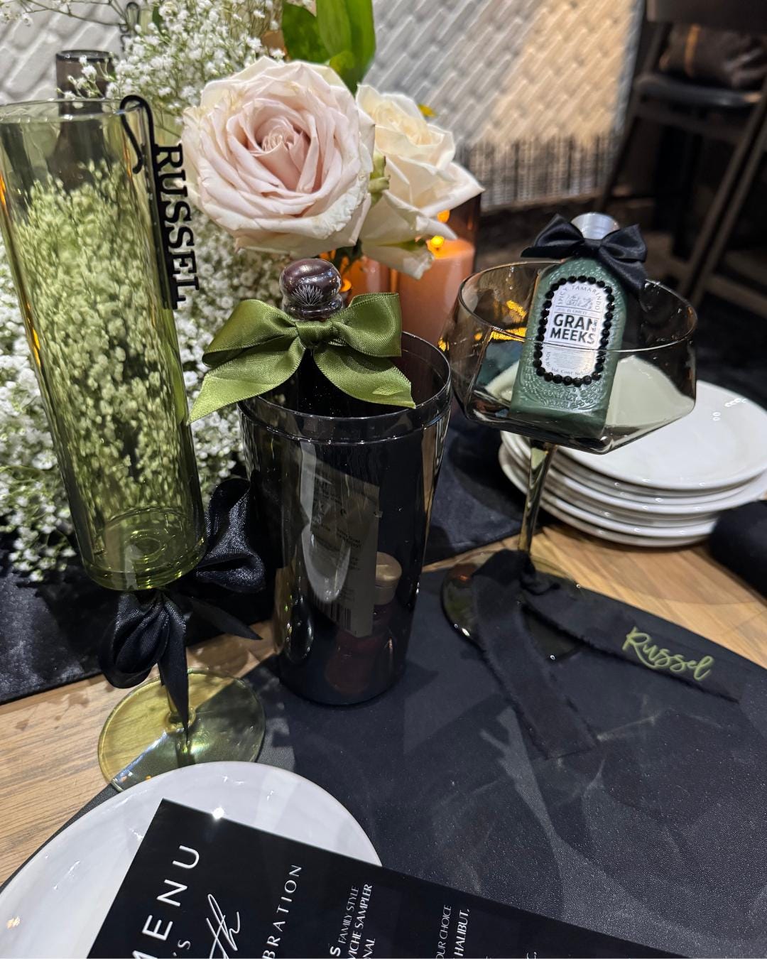 A Tini Bit Older Martini Party Decor Kit: Custom Wine Charms & Cake Topper