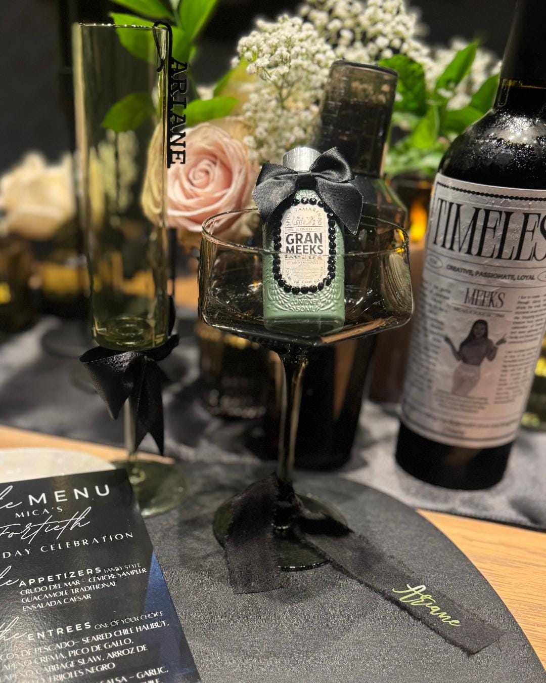 A Tini Bit Older Martini Party Decor Kit: Custom Wine Charms & Cake Topper