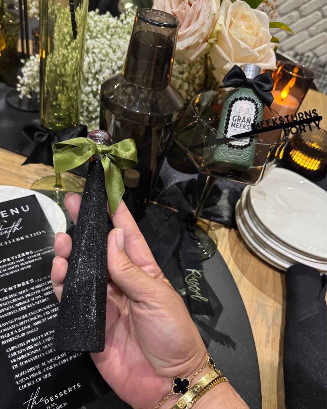 A Tini Bit Older Martini Party Decor Kit: Custom Wine Charms & Cake Topper