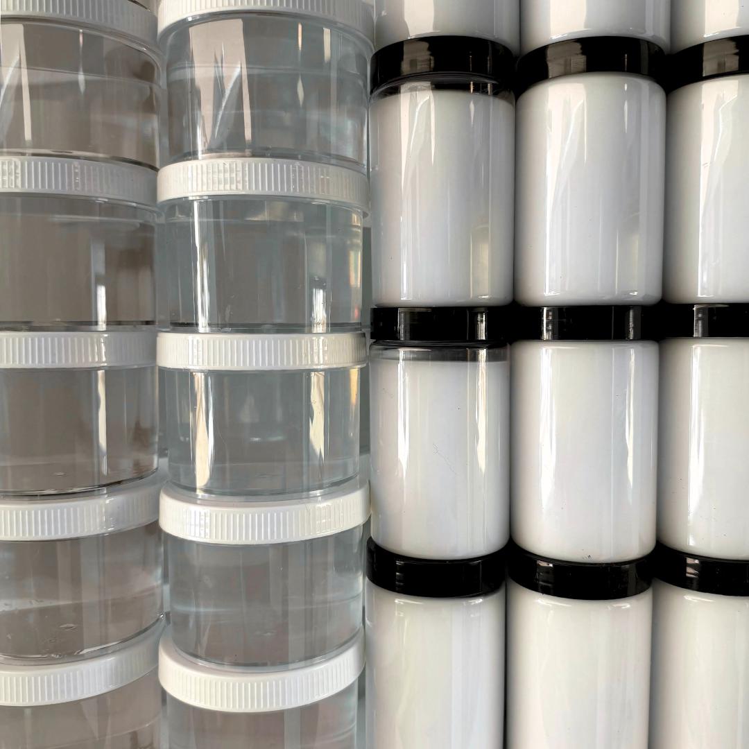 JARS OF CLEAR SLIME JARS OF WHITE SLIME