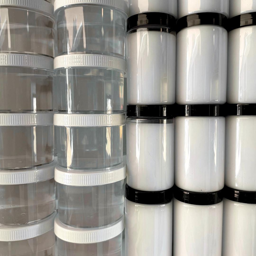 JARS OF CLEAR SLIME JARS OF WHITE SLIME