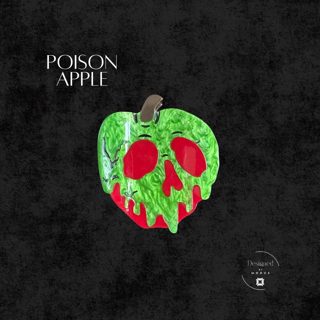 Green poison red apple Halloween hair clip inspired by Disney’s Snow White