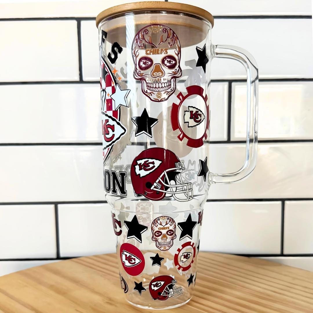 Bamboo Lid Football Season Game Day Drinkware Chiefs Fan Gift for Tailgate or Party