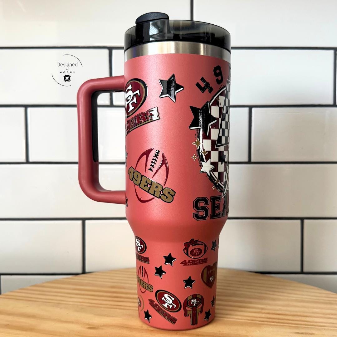 San Francisco 49ers Tumbler 40oz Stainless Steel Cup with Handle NFL Football Drinkware