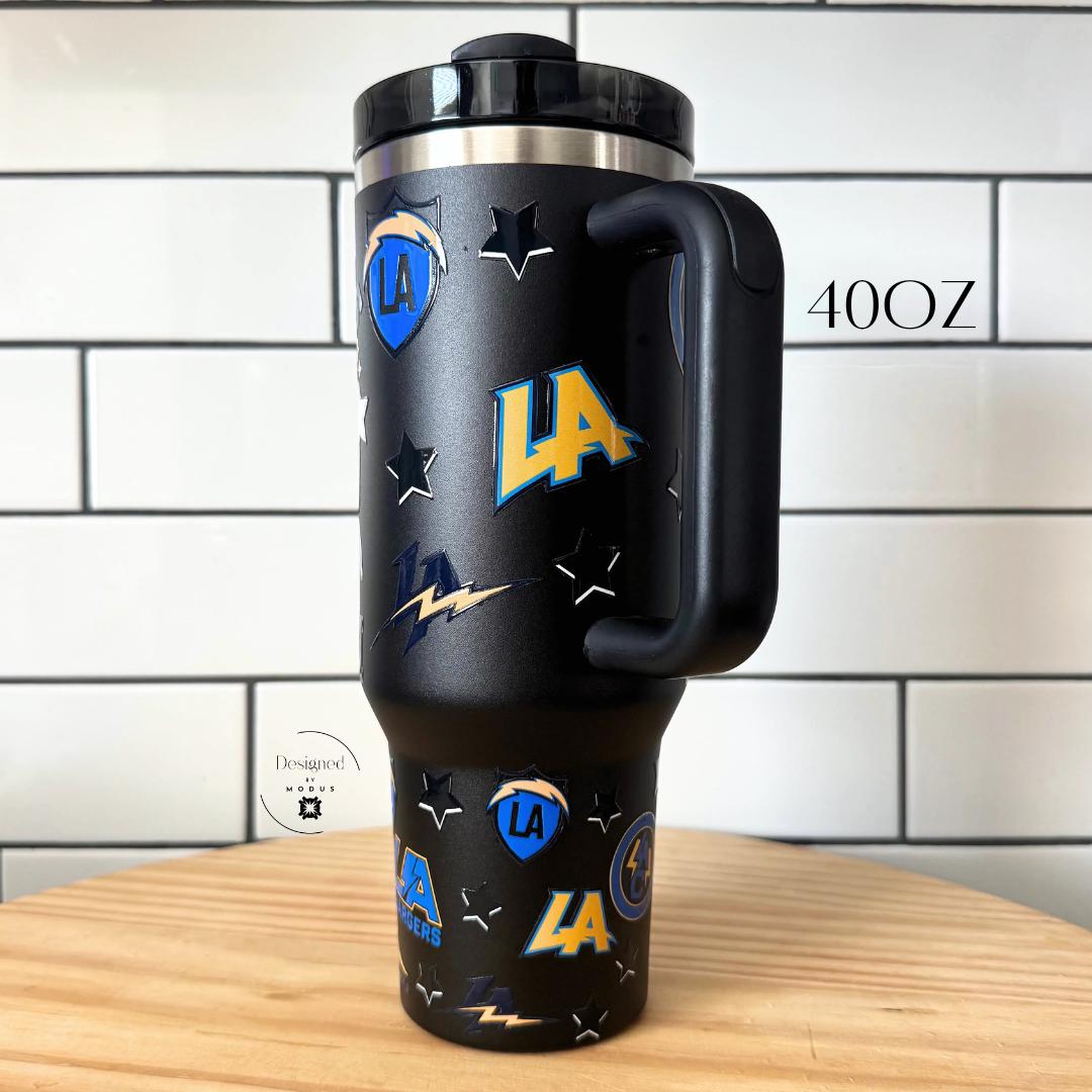 Black Chargers tumbler NFL football drinkware fan gift