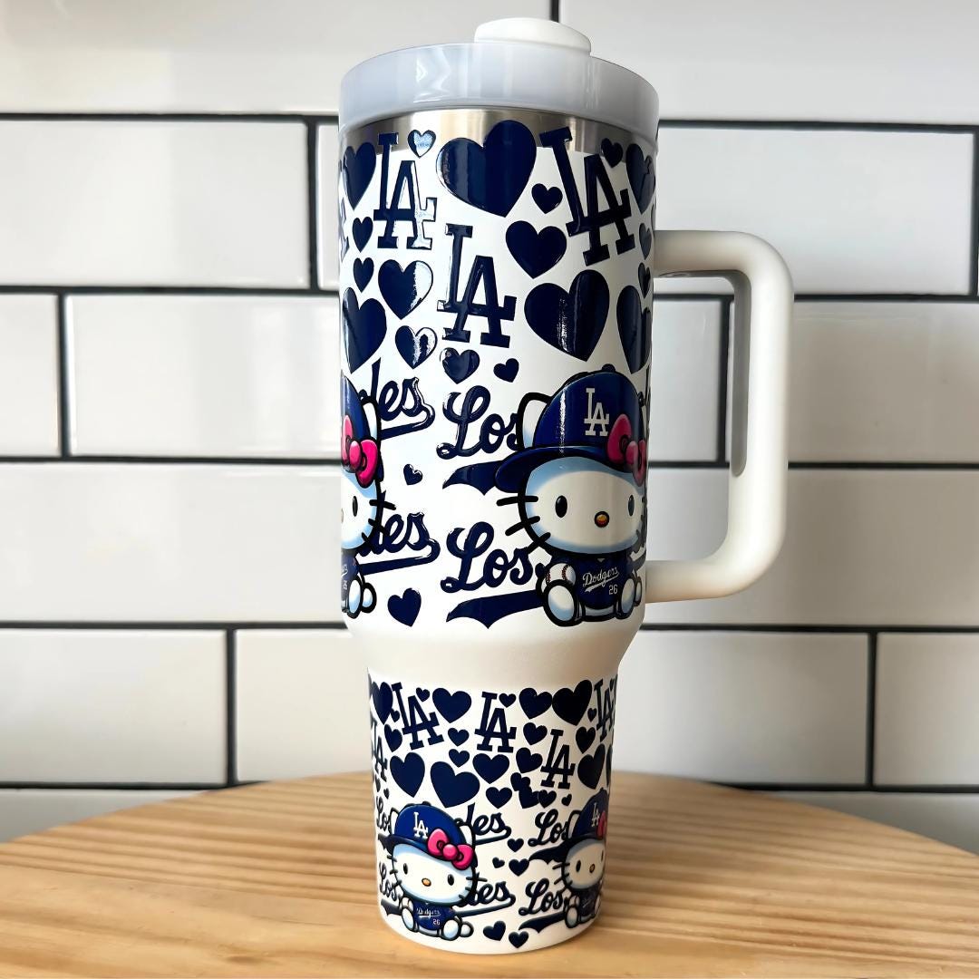 Dodgers Baseball Hello Kitty Cup 40oz Stainless Tumbler for Fans