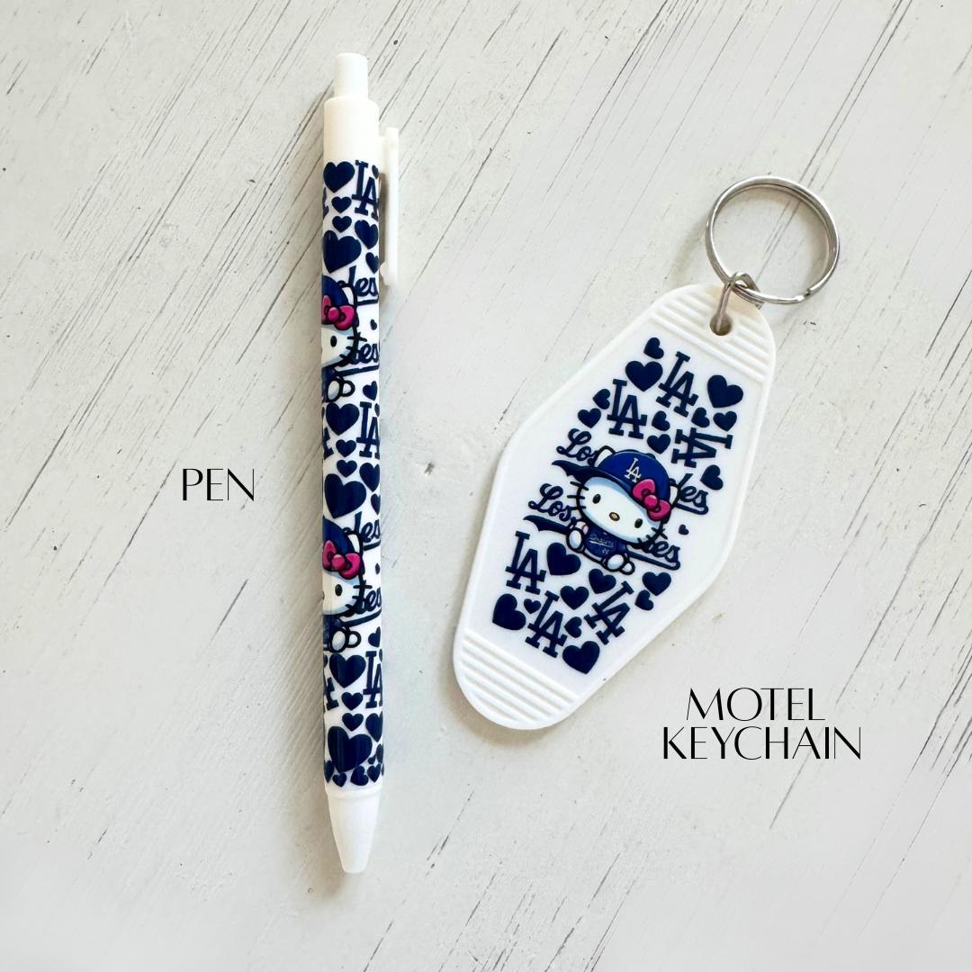 Dodgers Hello Kitty Pen and Keychain Gift for Baseball Lovers