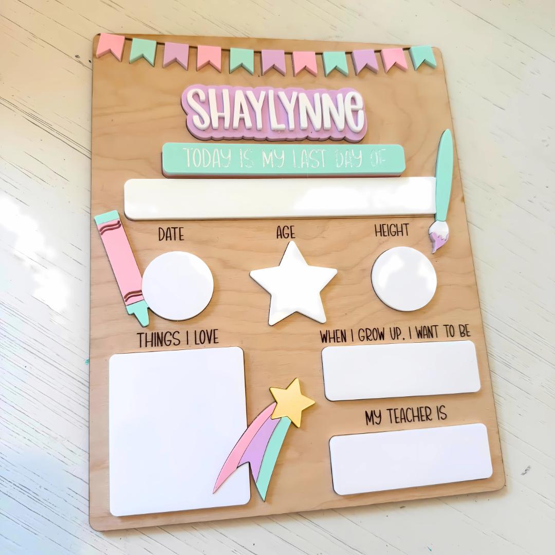 Personalized First & Last Day of School Board: Reusable Photo Prop