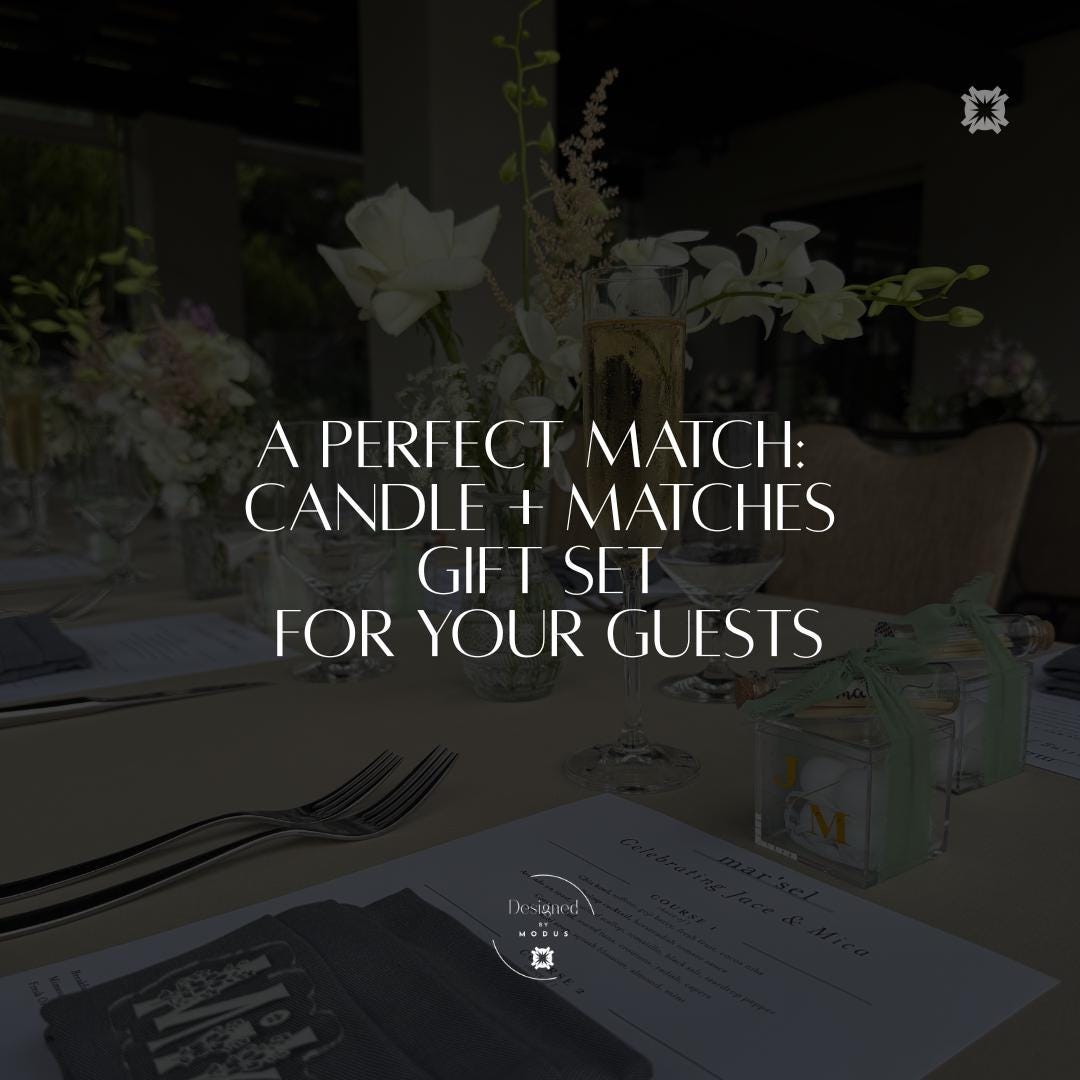 Wedding guest gift candle and matchbox set in bulk quantities.