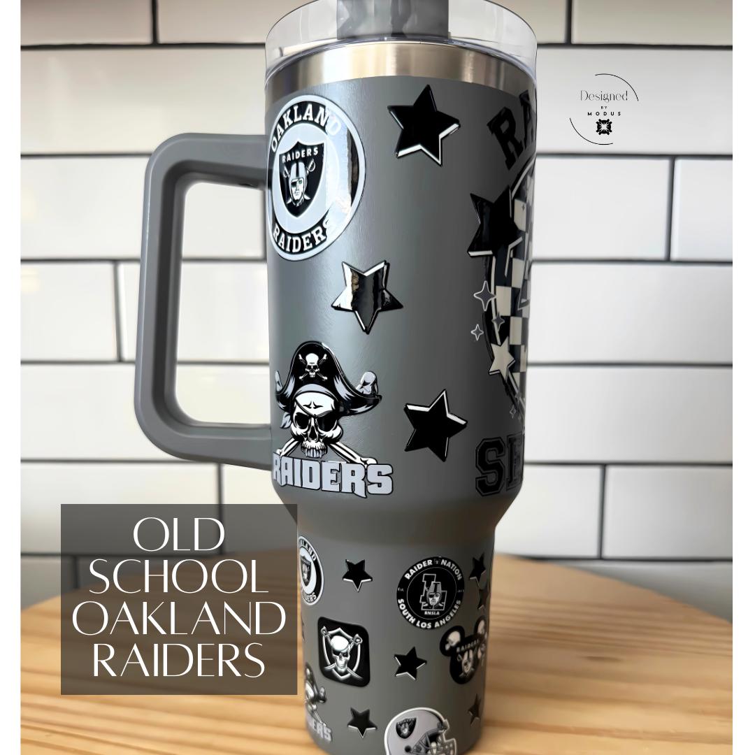 Oakland Raiders Tumbler 40oz Old School Stainless Steel Cup