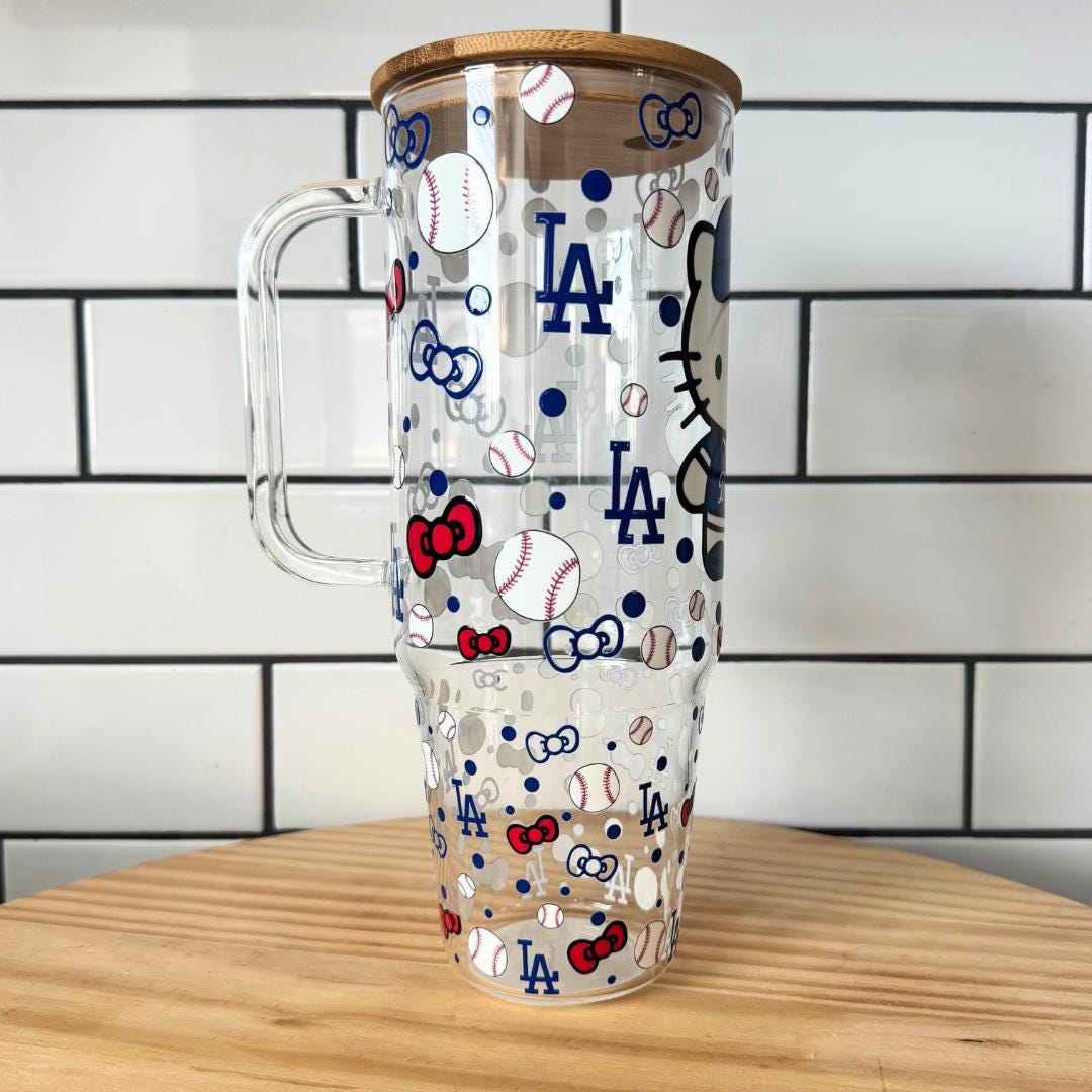 Cute Dodgers Hello Kitty 40oz tumbler for baseball fans
