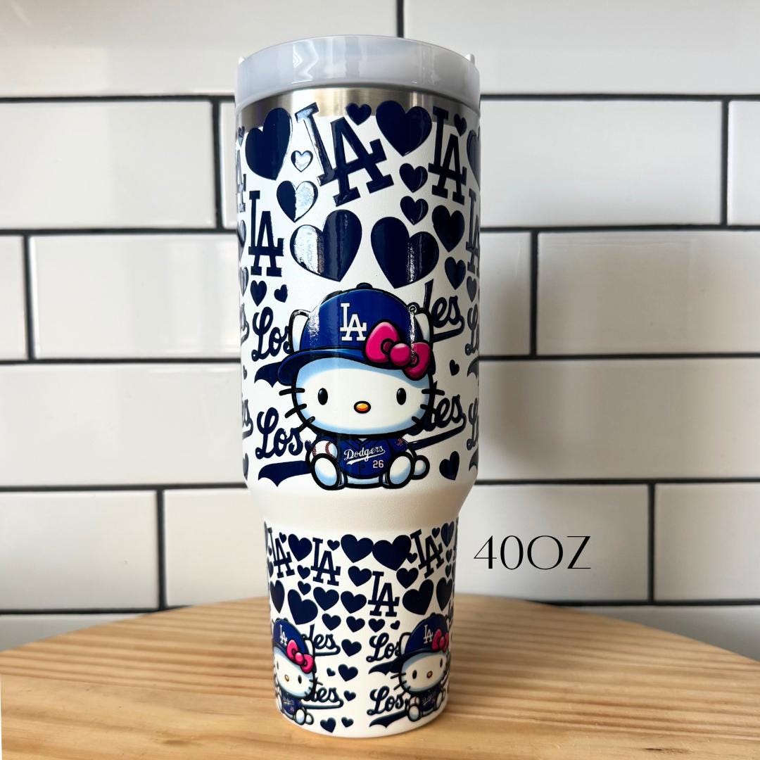Dodgers Baseball Hello Kitty Cup 40oz Stainless Tumbler for Fans
