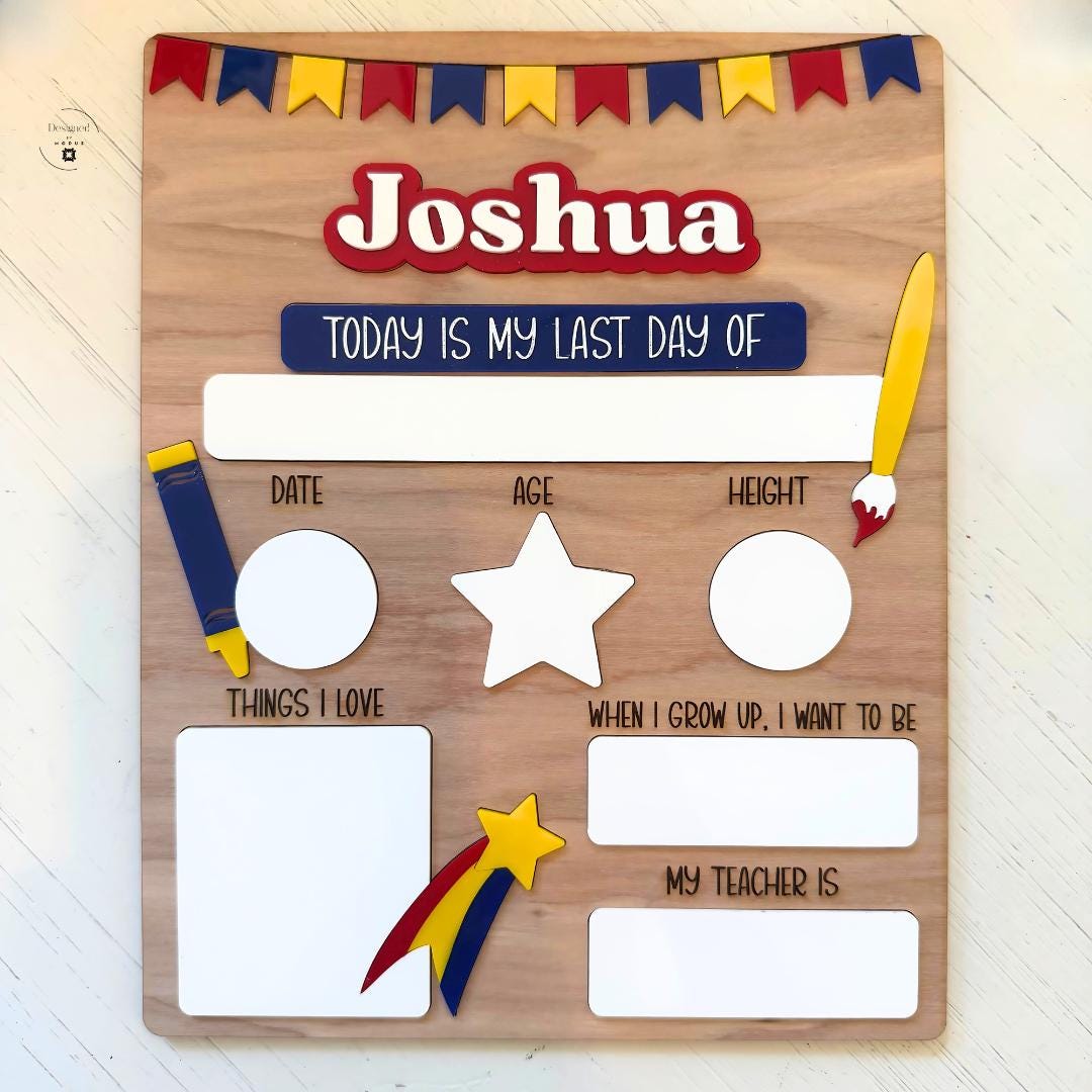 Personalized First & Last Day of School Board: Reusable Photo Prop