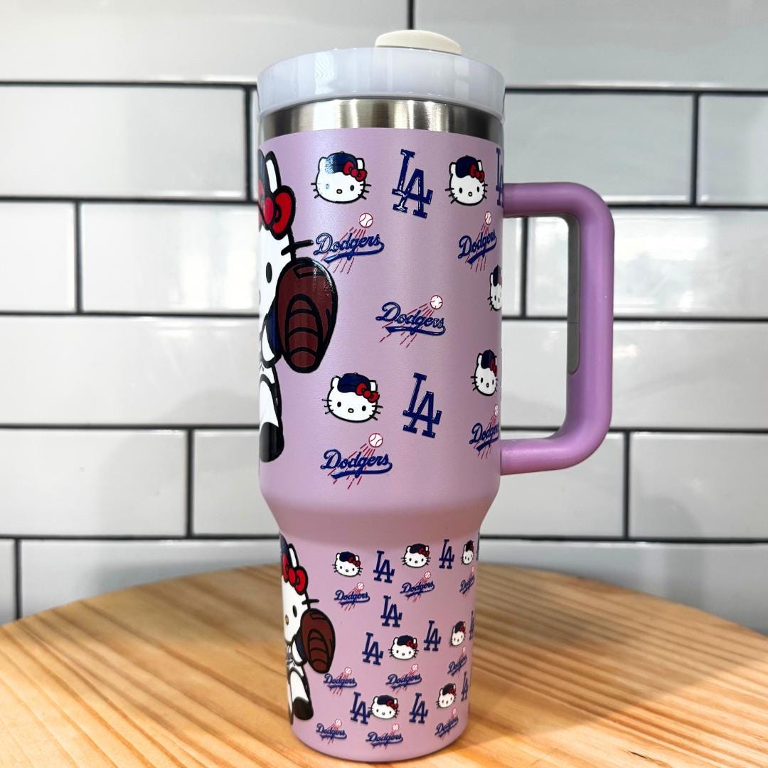 Hello Kitty Dodgers Tumbler Set: Lavender Mug, Pen & Keychain