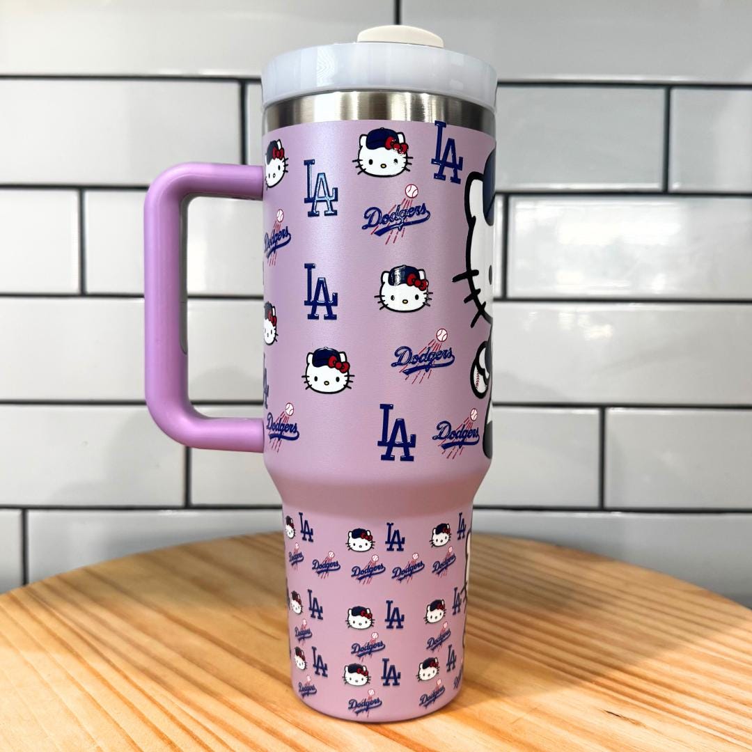 Hello Kitty Dodgers Tumbler Set: Lavender Mug, Pen & Keychain