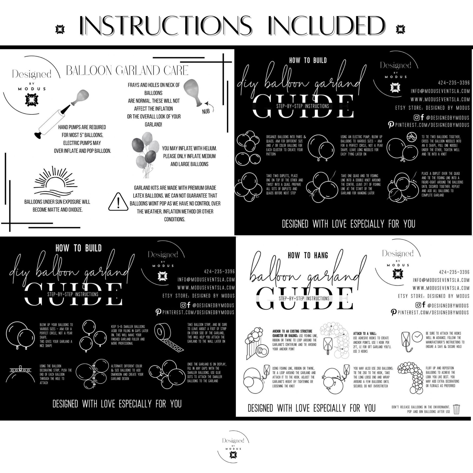 DIY Balloon Garland Instructions – printed step-by-step guide included in every kit.