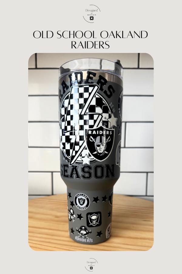 Oakland Raiders 40oz Tumbler: Old School NFL Stainless Steel Cup