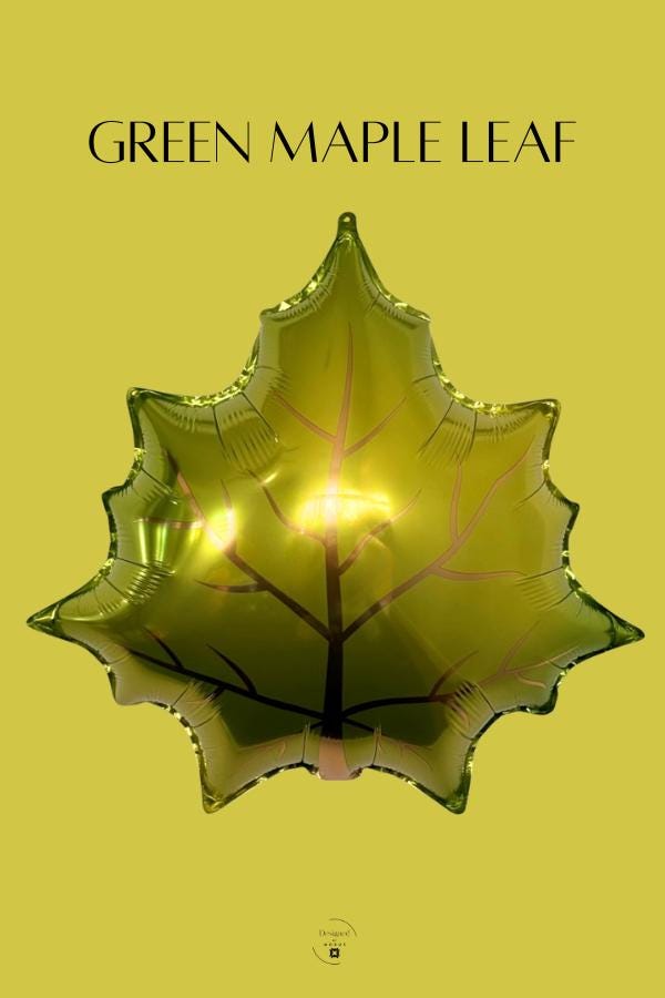 Green Maple Leaf Mylar Balloon: Fall Party Decor