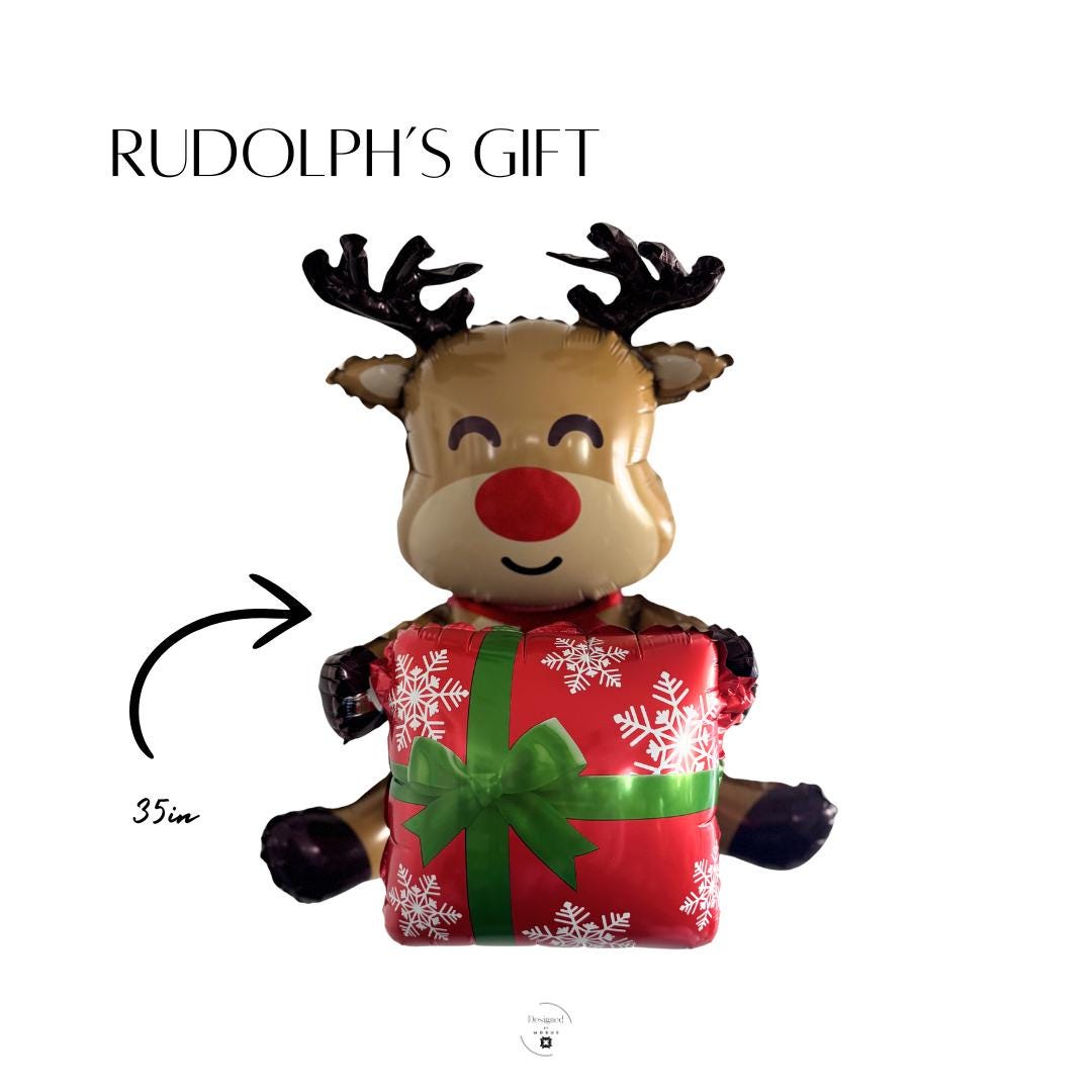 Red Gift Box Mylar Balloon | Holiday Party Decor Prop