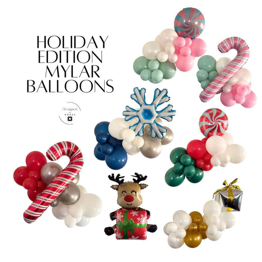 Christmas Mylar Balloon Garland Kit: Candy Cane, Snowflake, Reindeer Party Decor