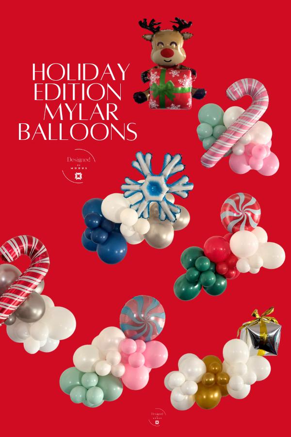 Christmas Mylar Balloon Garland: Candy Cane, Reindeer, Snowflake Party Decor