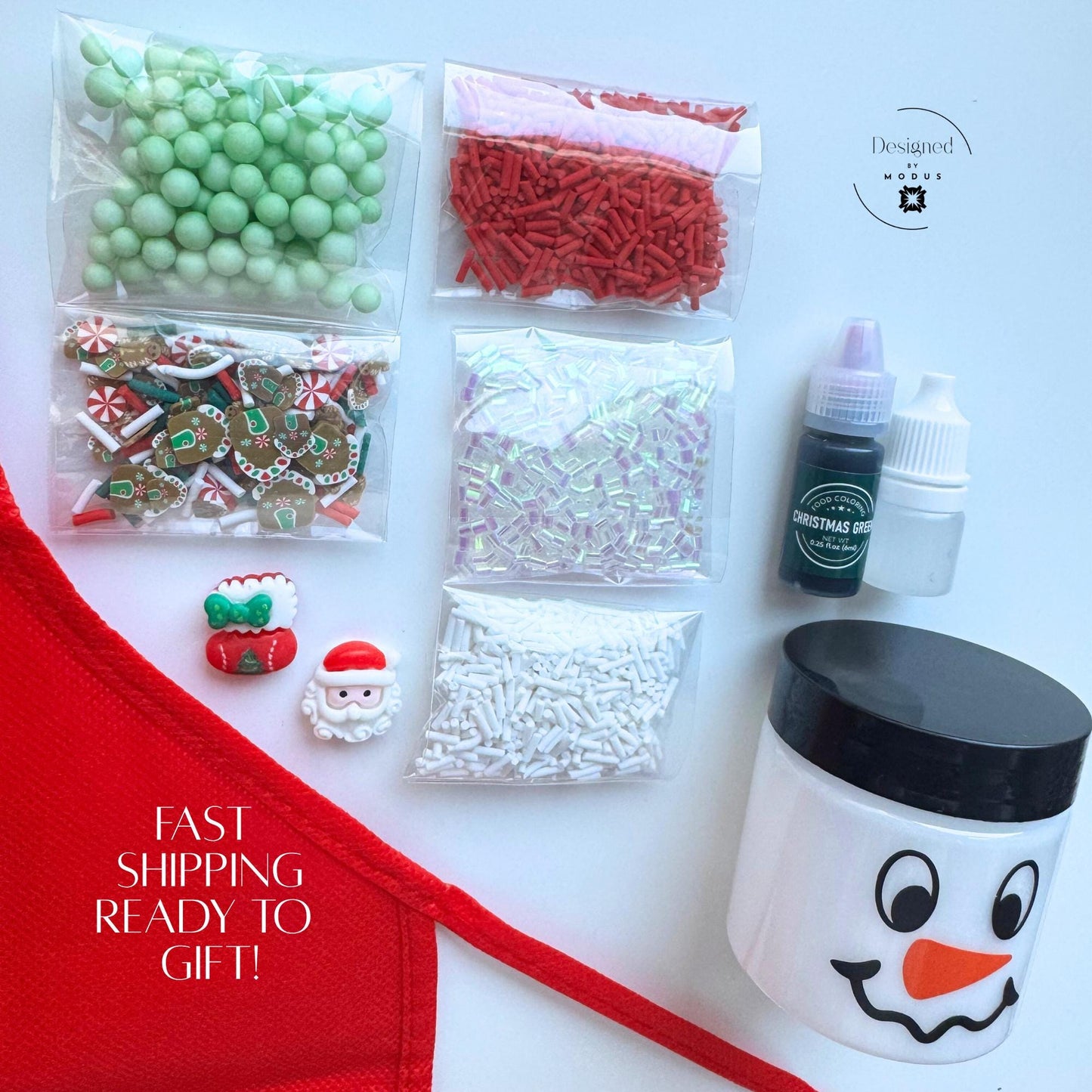 Gingerbread Christmas Slime Kit: Non-Toxic Sensory Craft with Sprinkles