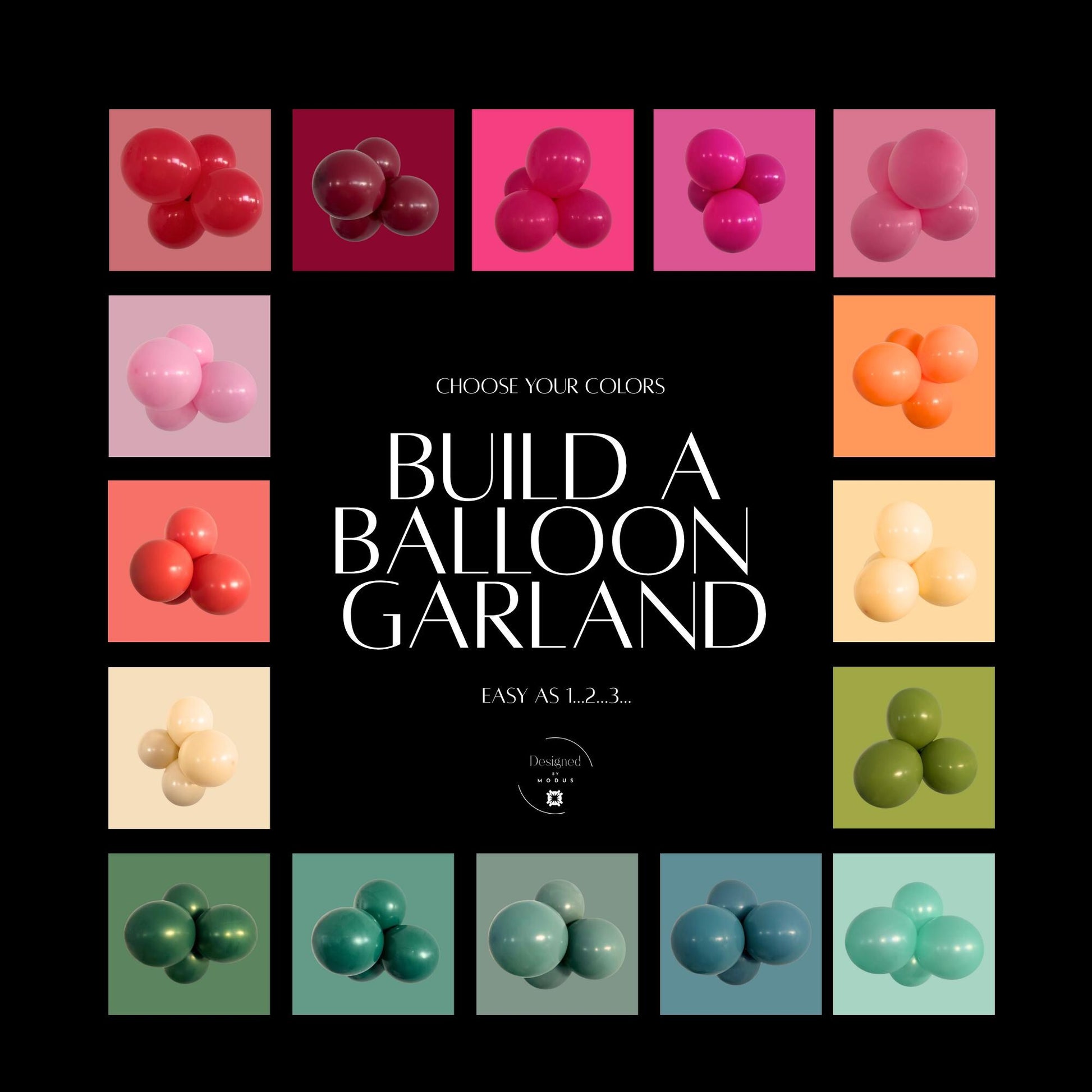 Build a Balloon Garland Kit Color Grid – choose your balloon colors to design a custom garland.