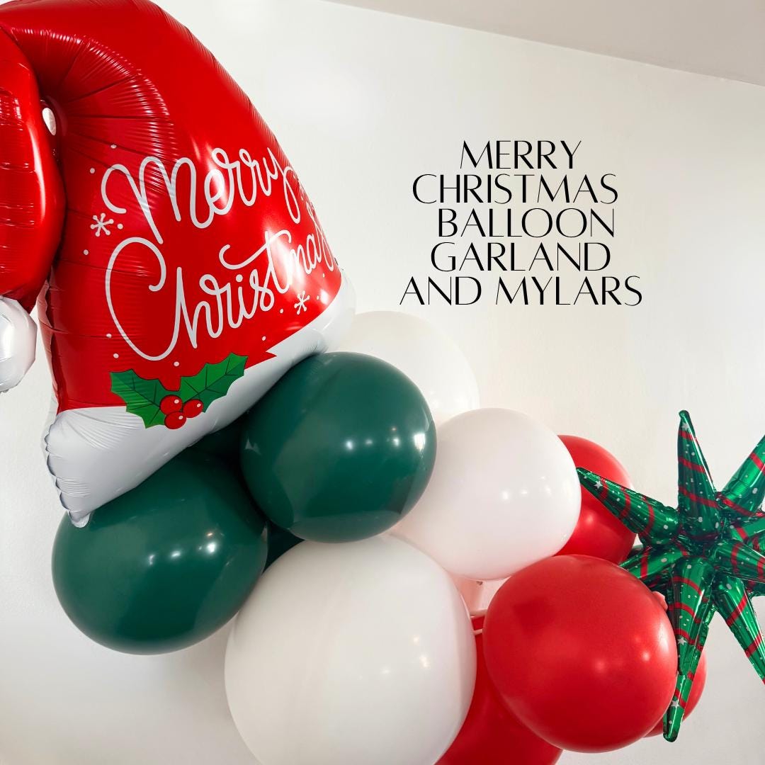 Santa Hat Mylar Balloon | Christmas Holiday Party Decor