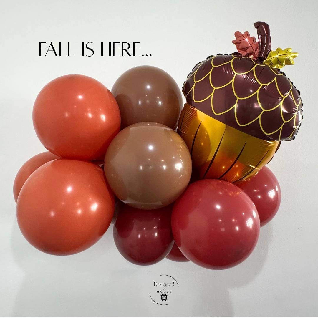 Autumn-themed acorn mylar balloon for quick and easy seasonal party decoration.”