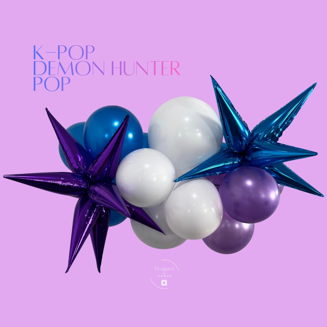 K-Pop Party Balloon Garland Kit: Purple, Blue, White with Starburst
