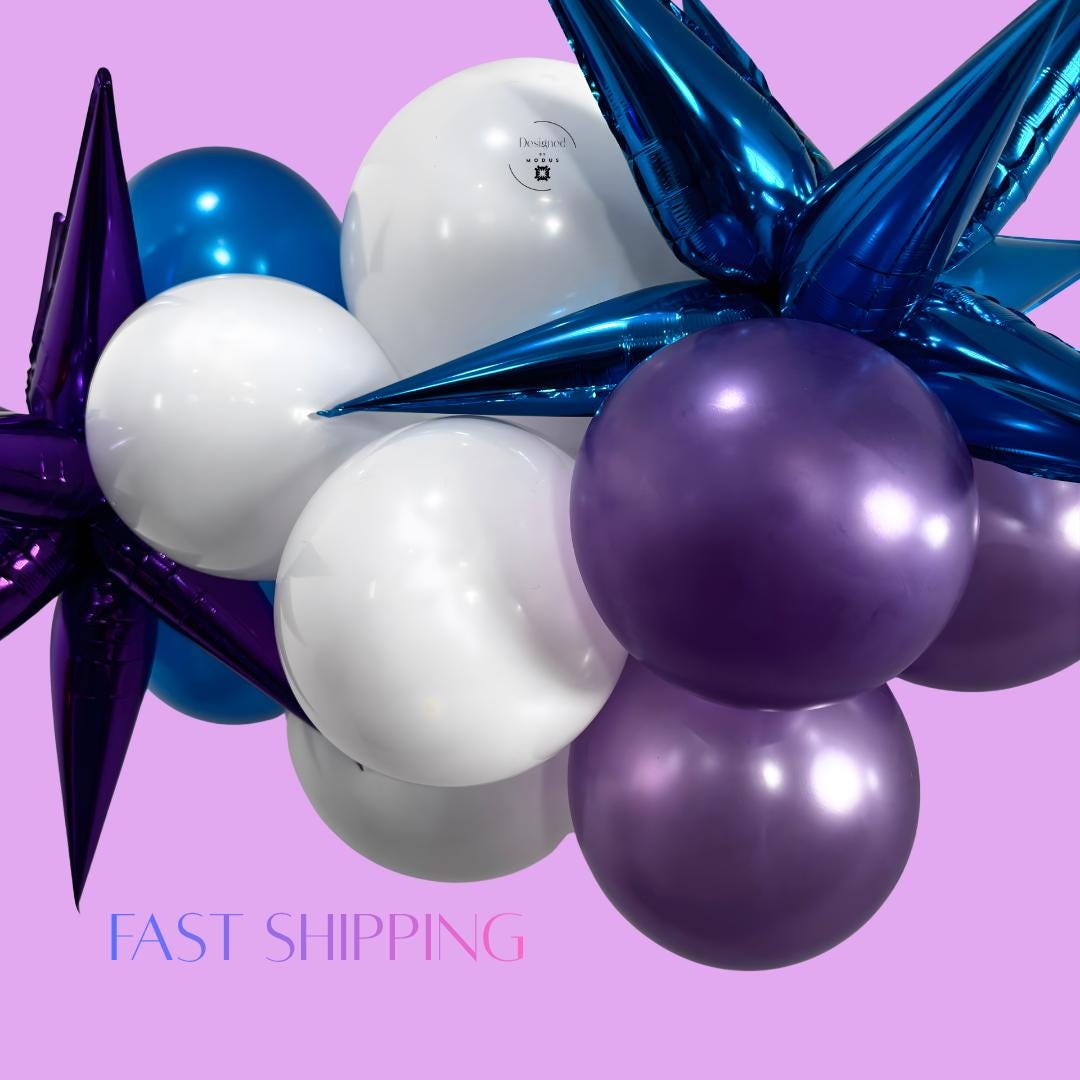 K-Pop Demon Hunter Balloon Garland | Electric Purple Blue White Balloon Kit | Gamer Party Decor | Birthday Photo Backdrop | Fast Shipping