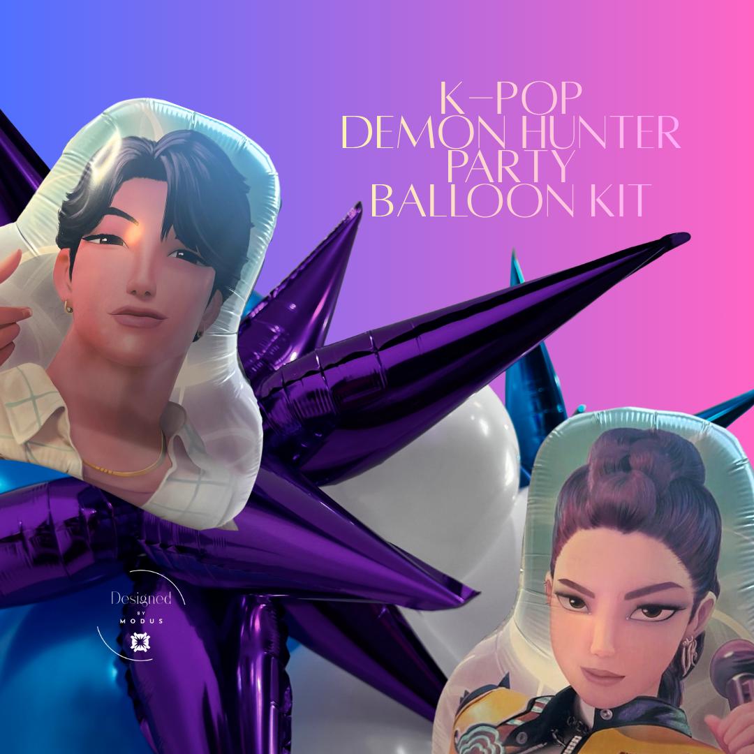 k pop demon hunter birhtday balloon garland Jinu and Rumi double sided mylar balloon