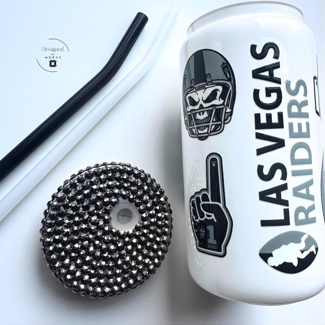 Las Vegas Raiders Tumbler with Rhinestone Lid, Game Day Fan Cup