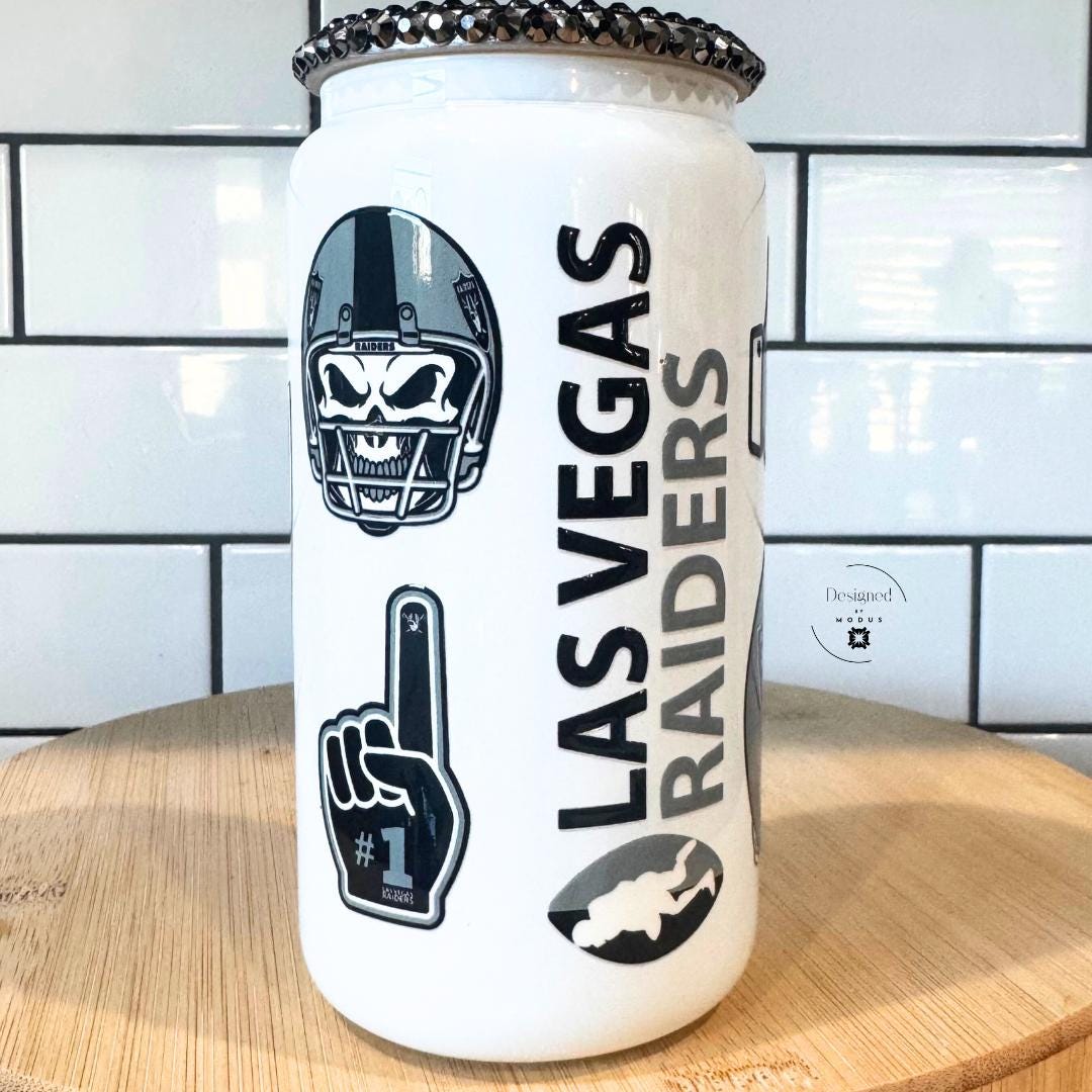 Las Vegas Raiders Tumbler with Rhinestone Lid, Game Day Fan Cup