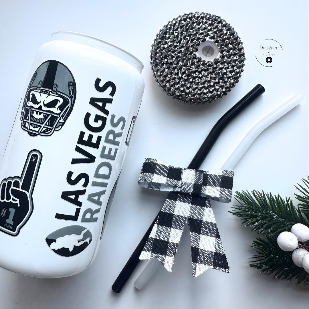 Las Vegas Raiders Tumbler with Rhinestone Lid, Game Day Fan Cup