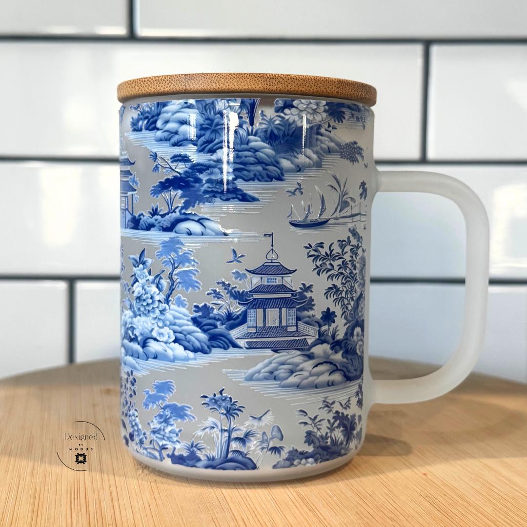 Back detailing of the design highlighting floral and landscape patterns.