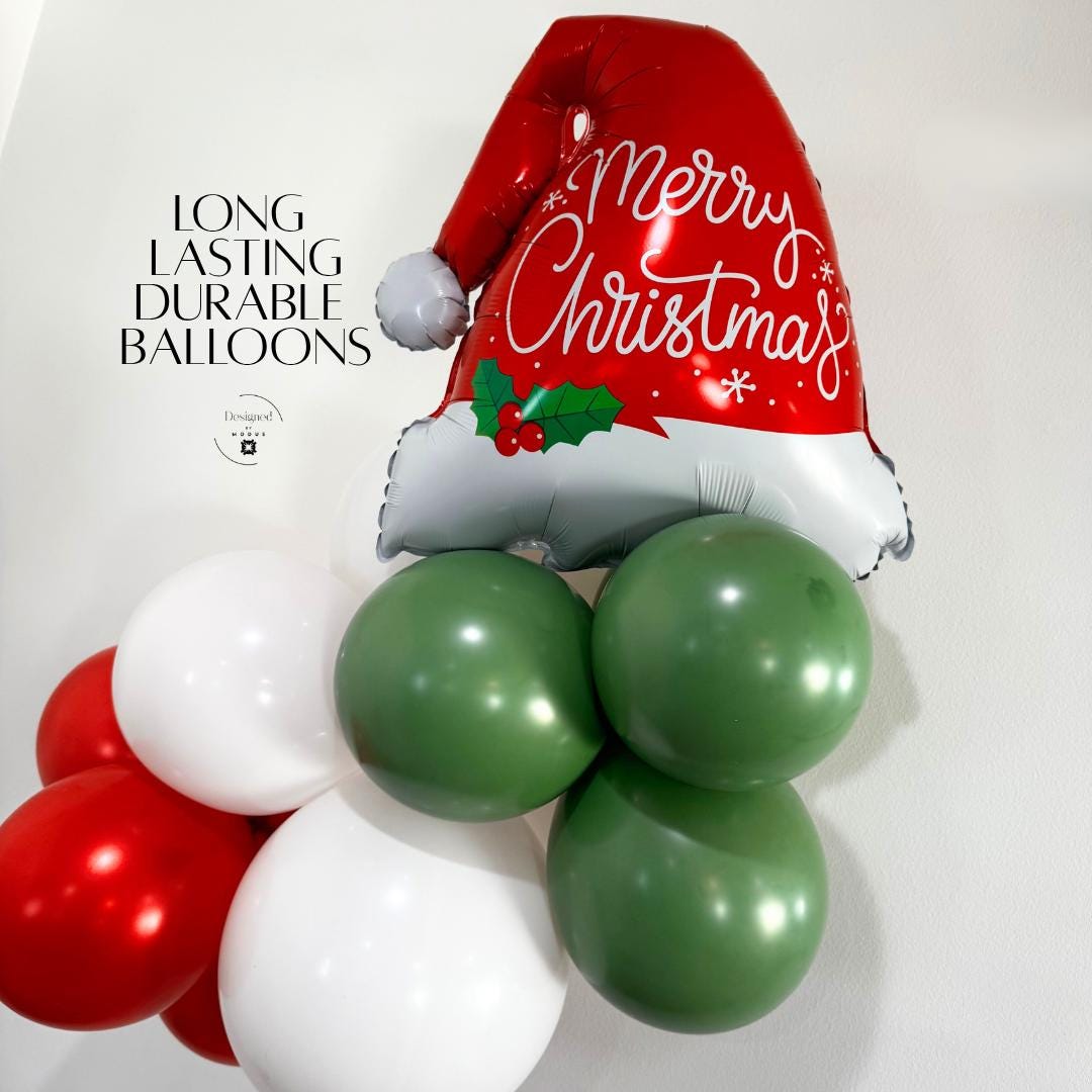 Santa Hat Mylar Balloon | Christmas Holiday Party Decor